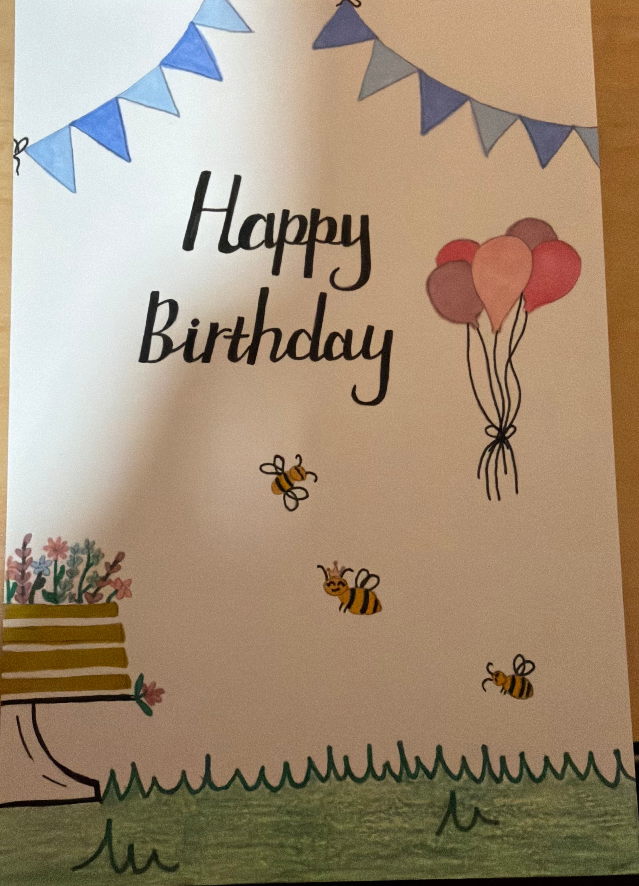 Handmade Card “Happy Birthday” 🎈🐝🎂