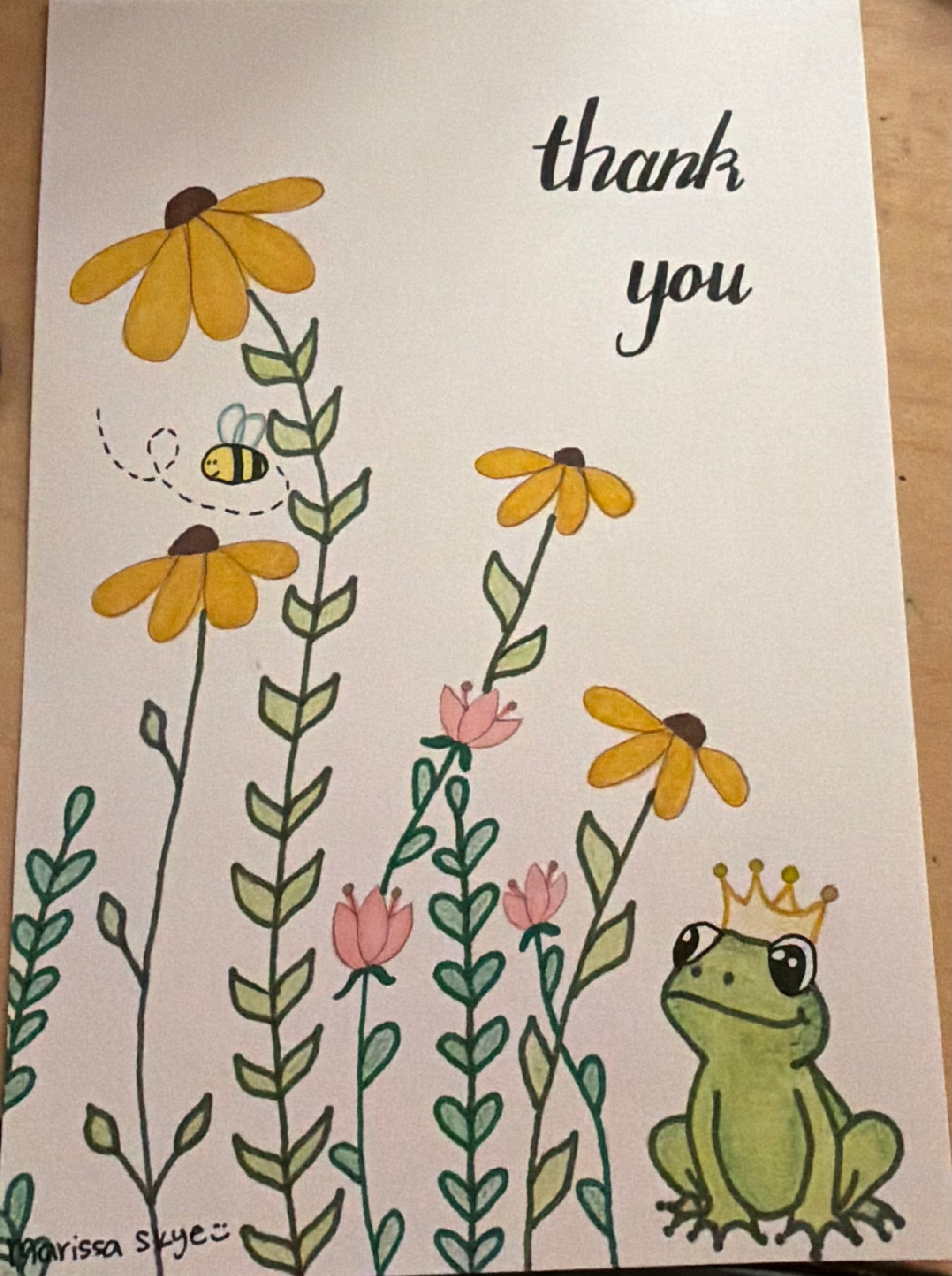 Handmade card “Thank You” 🌻🌼🐸